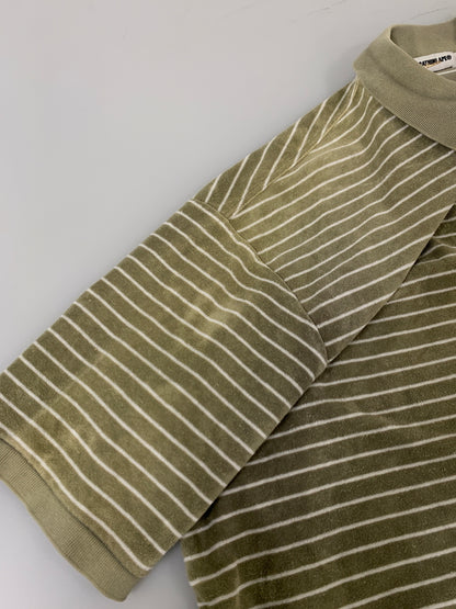 【中古品】【メンズ】 A BATHING APE アベイシングエイプ PILE BORDER SS POLO SHIRT BEIGE パイル ボーダー ショートスリーブ ポロシャツ メンズ トップス 142-260518-em-35-min サイズ：XXL（46） カラー：モスグリーン系 万代Net店