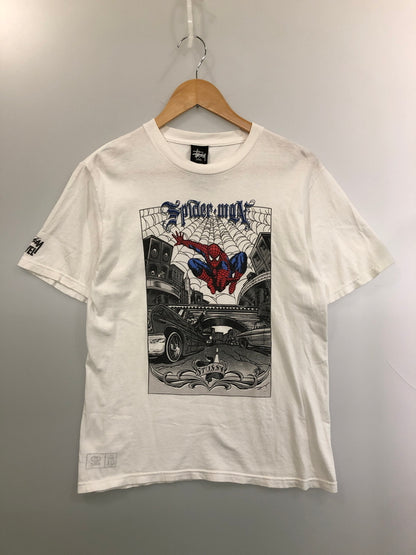 【中古品】【メンズ】 STUSSY × MARVEL ステューシー マーベル SPIDERMAN T-SHIRT 半袖Tシャツ トップス 142-260519-yn-29-min サイズ：S カラー：ホワイト 万代Net店