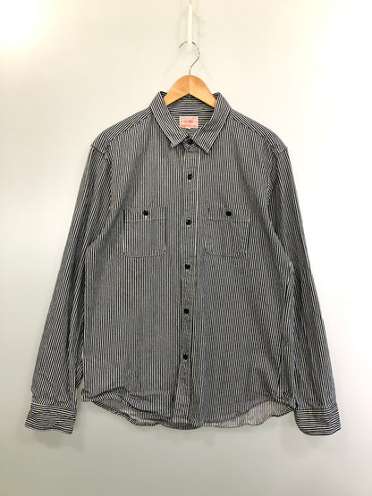 【中古品】【メンズ】 BIG MIKE ビッグマイク HICKORY STRIPE L/S SHIRT 101815005 ヒッコリー ストライプ ロングスリーブシャツ 長袖シャツ トップス 145-260519-yn-31-min サイズ：XL カラー：ネイビー 万代Net店