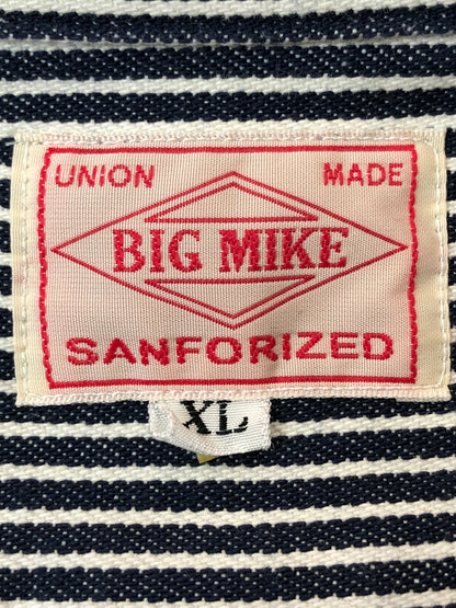 【中古品】【メンズ】 BIG MIKE ビッグマイク HICKORY STRIPE L/S SHIRT 101815005 ヒッコリー ストライプ ロングスリーブシャツ 長袖シャツ トップス 145-260519-yn-31-min サイズ：XL カラー：ネイビー 万代Net店