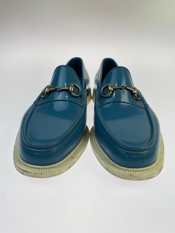 【中古品】【メンズ】 GUCCI グッチ ラバーホースビットローファー 靴 164-260519-yn-11-min サイズ：9 カラー：ブルー系 万代Net店
