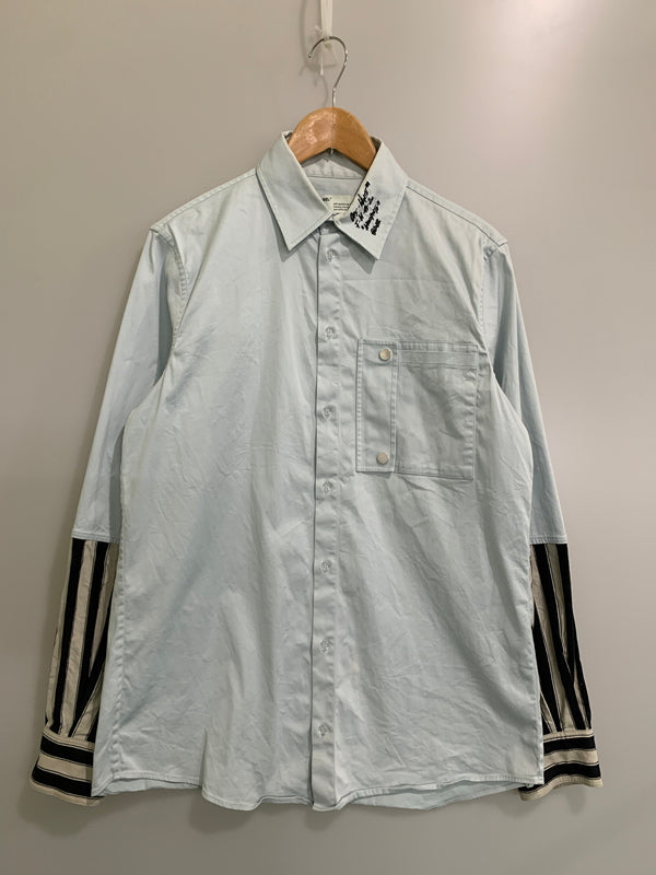 【現状渡し品】【メンズ】 OFF WHITE オフホワイト OMGA079E19D22002 19SS DOUBLE SHIRT ダブルシャツ 142-260516-zi-01-min サイズ：M カラー：ライトブルー 万代Net店