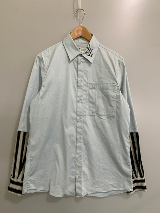 【現状渡し品】【メンズ】 OFF WHITE オフホワイト OMGA079E19D22002 19SS DOUBLE SHIRT ダブルシャツ 142-260516-zi-01-min サイズ：M カラー：ライトブルー 万代Net店