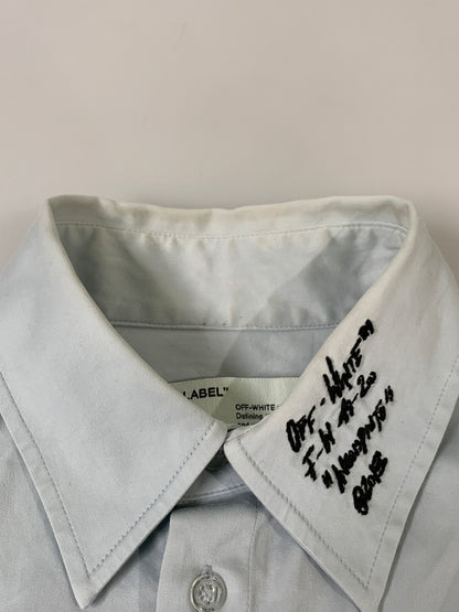 【現状渡し品】【メンズ】 OFF WHITE オフホワイト OMGA079E19D22002 19SS DOUBLE SHIRT ダブルシャツ 142-260516-zi-01-min サイズ：M カラー：ライトブルー 万代Net店