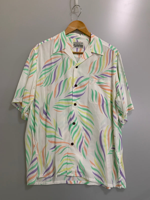 【中古品】【メンズ】 WACKO MARIA ワコマリア 23SS LEAF HAWAIIAN SHIRT 半袖 リーフ ハワイアン シャツ メンズ トップス 142-260515-em-16-min サイズ：M カラー：ホワイト系 万代Net店