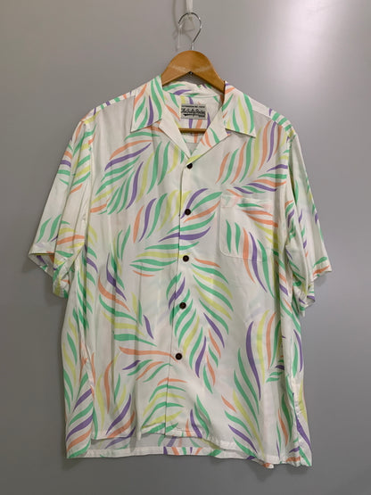 【中古品】【メンズ】 WACKO MARIA ワコマリア 23SS LEAF HAWAIIAN SHIRT 半袖 リーフ ハワイアン シャツ メンズ トップス 142-260515-em-16-min サイズ：M カラー：ホワイト系 万代Net店