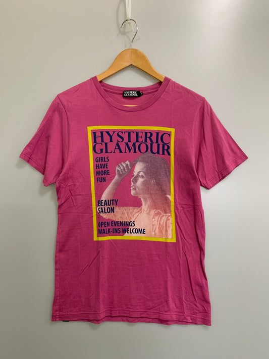 【中古品】【メンズ】 HYSTERIC GLAMOUR ヒステリックグラマー GIRL POSTER TEE ガール ポスター 半袖Tシャツ メンズ トップス 140-260518-em-43-min サイズ：M カラー：ピンク 万代Net店