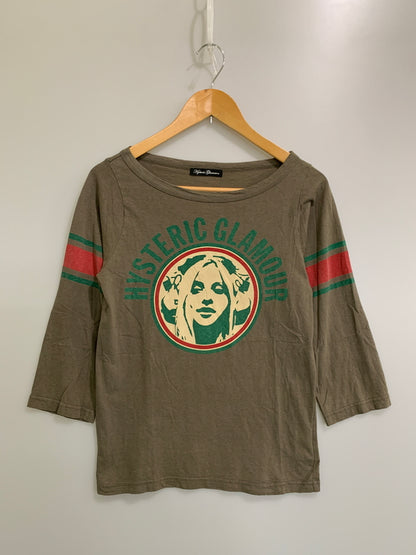 【中古品】【メンズ】 HYSTERIC GLAMOUR ヒステリックグラマー RAGRAN TEE ラグラン Tシャツ メンズ トップス 140-260518-em-42-min サイズ：FREE カラー：カーキ 万代Net店
