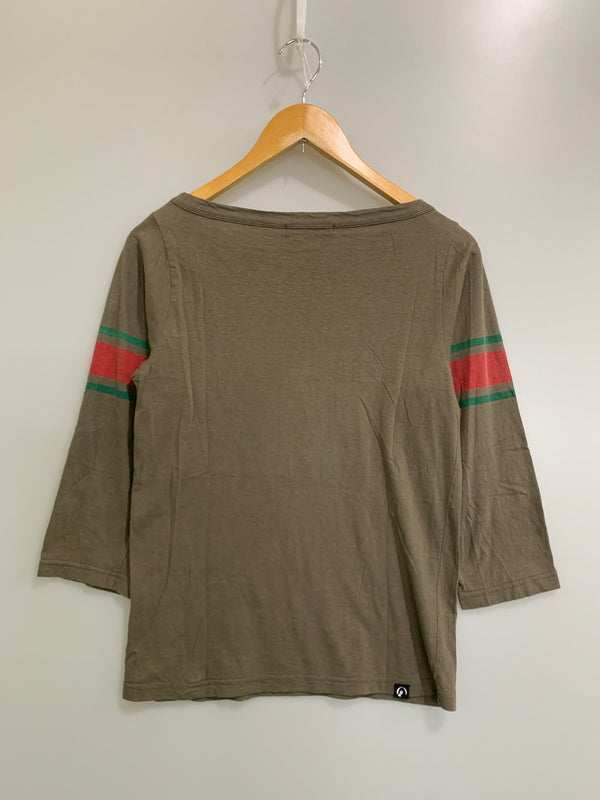 【中古品】【メンズ】 HYSTERIC GLAMOUR ヒステリックグラマー RAGRAN TEE ラグラン Tシャツ メンズ トップス 140-260518-em-42-min サイズ：FREE カラー：カーキ 万代Net店