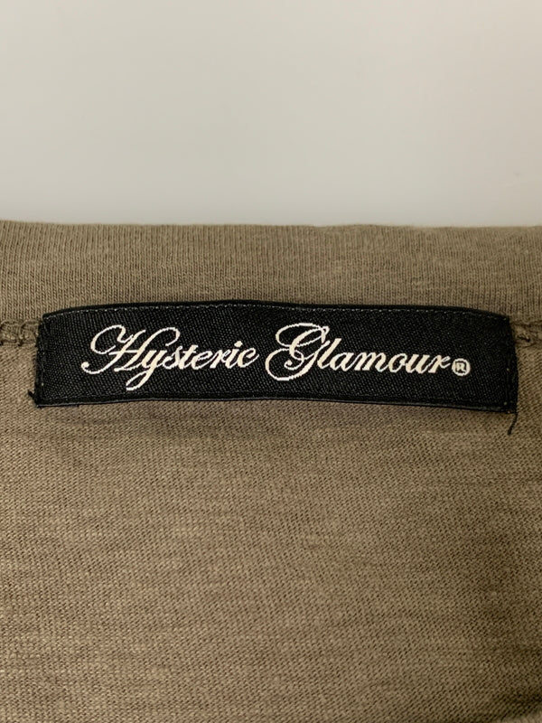 【中古品】【メンズ】 HYSTERIC GLAMOUR ヒステリックグラマー RAGRAN TEE ラグラン Tシャツ メンズ トップス 140-260518-em-42-min サイズ：FREE カラー：カーキ 万代Net店