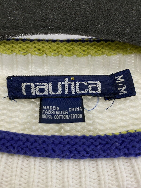 【中古品】【メンズ】 NAUTICA KNIT ノーティカ インコデザインニット トップス 146-260512-yn-02-min サイズ：M カラー：ホワイト 万代Net店