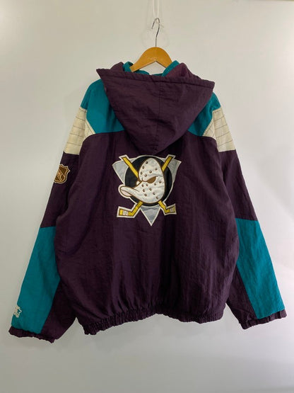 【現状渡し品】【メンズ】 STARTER MIGHTY DUCKS ANORAK PARKA スターター アノラックパーカー アウター 146-260512-yn-03-min サイズ：XL カラー：パープル/グリーン/ホワイト 万代Net店