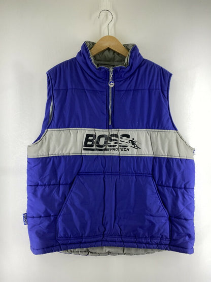 【現状渡し品】【メンズ】 BOSS PROTECH BATTING VEST VINTAGE ボス プロテック 中綿ベスト ライトアウター ヴィンテージ 146-260512-yn-04-min サイズ：XL カラー：ブルー系 万代Net店