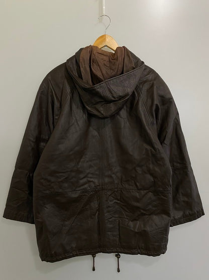【中古品】【メンズ】 SPIEGEL シュピーゲル 韓国製 90S SINGLE LEATHER HOODED JACKET フード付き レザージャケット アウター 146-260512-yn-05-min サイズ：M カラー：ブラウン 万代Net店