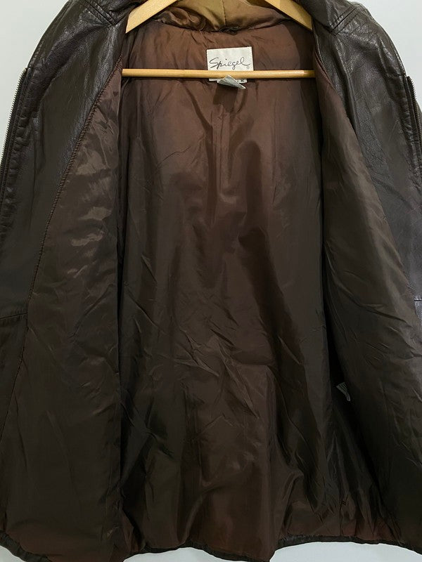 【中古品】【メンズ】 SPIEGEL シュピーゲル 韓国製 90S SINGLE LEATHER HOODED JACKET フード付き レザージャケット アウター 146-260512-yn-05-min サイズ：M カラー：ブラウン 万代Net店