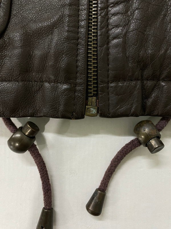 【中古品】【メンズ】 SPIEGEL シュピーゲル 韓国製 90S SINGLE LEATHER HOODED JACKET フード付き レザージャケット アウター 146-260512-yn-05-min サイズ：M カラー：ブラウン 万代Net店