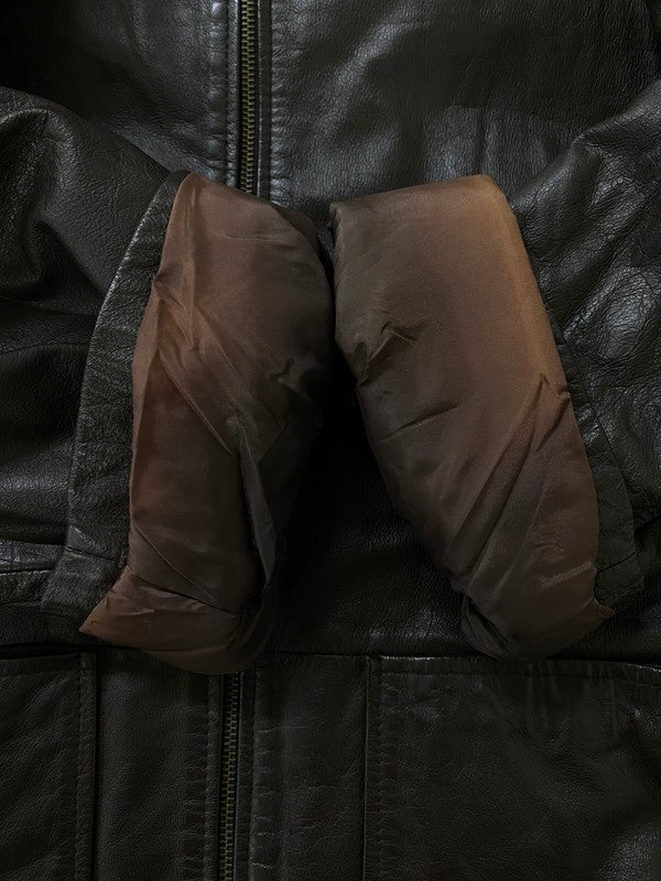 【中古品】【メンズ】 SPIEGEL シュピーゲル 韓国製 90S SINGLE LEATHER HOODED JACKET フード付き レザージャケット アウター 146-260512-yn-05-min サイズ：M カラー：ブラウン 万代Net店