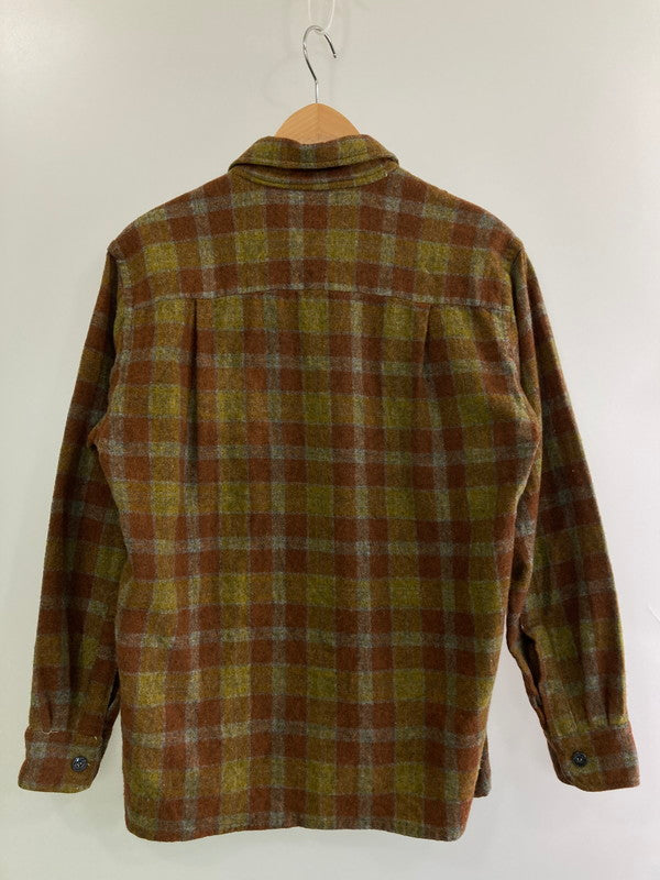 【中古品】【メンズ】 TOWNCRAFT タウンクラフト 70S WOOL CHECK SHIRT ウールチェックシャツ 長袖シャツ トップス 146-260512-yn-08-min サイズ：M カラー：オレンジ系 万代Net店