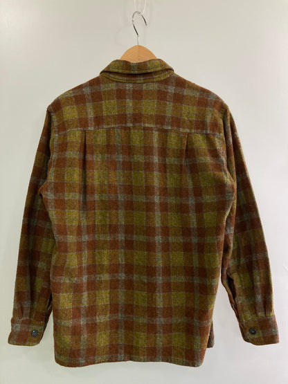 【中古品】【メンズ】 TOWNCRAFT タウンクラフト 70S WOOL CHECK SHIRT ウールチェックシャツ 長袖シャツ トップス 146-260512-yn-08-min サイズ：M カラー：オレンジ系 万代Net店