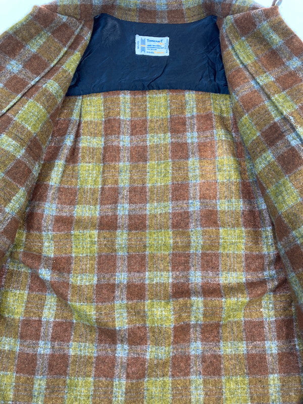 【中古品】【メンズ】 TOWNCRAFT タウンクラフト 70S WOOL CHECK SHIRT ウールチェックシャツ 長袖シャツ トップス 146-260512-yn-08-min サイズ：M カラー：オレンジ系 万代Net店