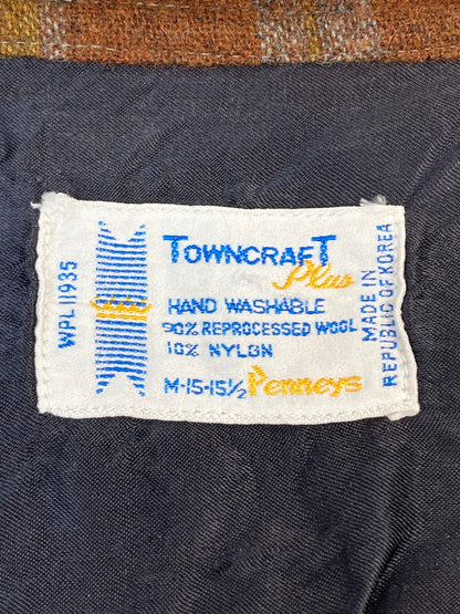【中古品】【メンズ】 TOWNCRAFT タウンクラフト 70S WOOL CHECK SHIRT ウールチェックシャツ 長袖シャツ トップス 146-260512-yn-08-min サイズ：M カラー：オレンジ系 万代Net店