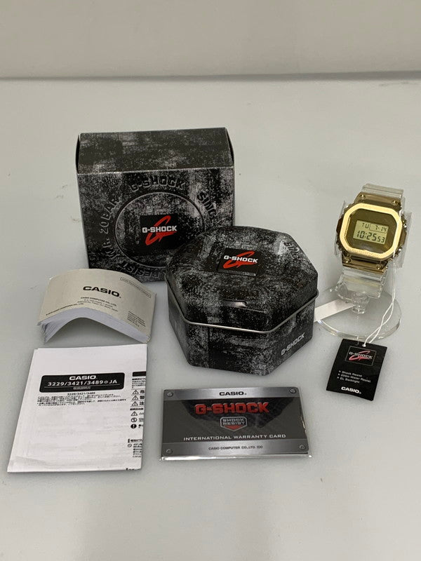 【中古美品】【メンズ/レディース】 CASIO カシオ G-SHOCK 5600 SERIES GM-5600SG-9DR ジーショック 5600シリーズ 逆輸入海外モデル スケルトン クォーツ腕時計 196-260715-yn-34-min カラー：ゴールド/クリア 万代Net店