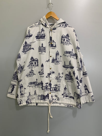 【中古品】【メンズ】 MICHGAN LAG CO ミシガンラグ カンパニー 90S HOODED JACKET 90年代 フーデッド ジャケット メンズ アウター 146-260515-em-13-min カラー：ホワイト/ネイビー 万代Net店