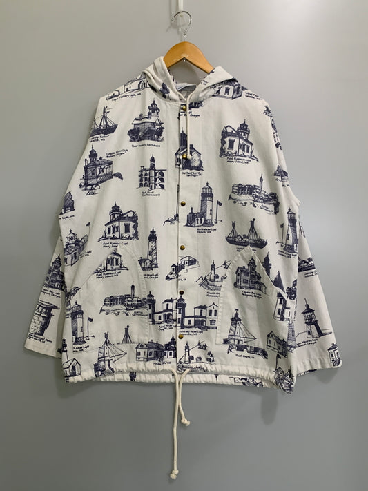 【中古品】【メンズ】 MICHGAN LAG CO ミシガンラグ カンパニー 90S HOODED JACKET 90年代 フーデッド ジャケット メンズ アウター 146-260515-em-13-min カラー：ホワイト/ネイビー 万代Net店