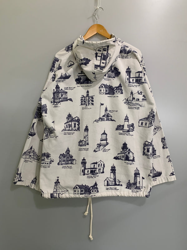 【中古品】【メンズ】 MICHGAN LAG CO ミシガンラグ カンパニー 90S HOODED JACKET 90年代 フーデッド ジャケット メンズ アウター 146-260515-em-13-min カラー：ホワイト/ネイビー 万代Net店