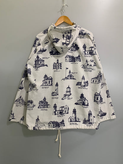 【中古品】【メンズ】 MICHGAN LAG CO ミシガンラグ カンパニー 90S HOODED JACKET 90年代 フーデッド ジャケット メンズ アウター 146-260515-em-13-min カラー：ホワイト/ネイビー 万代Net店