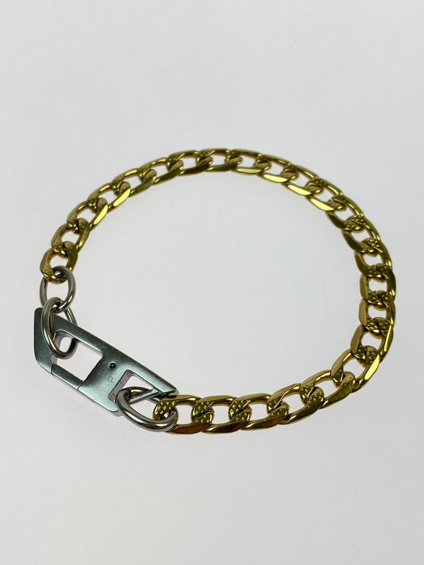 【中古品】【メンズ/レディース】 DIESEL ディーゼル STEEL CHAIN BRACELET スチール チェーン ブレスレット アクセサリー 193-260521-em-02-min カラー：ゴールド 万代Net店