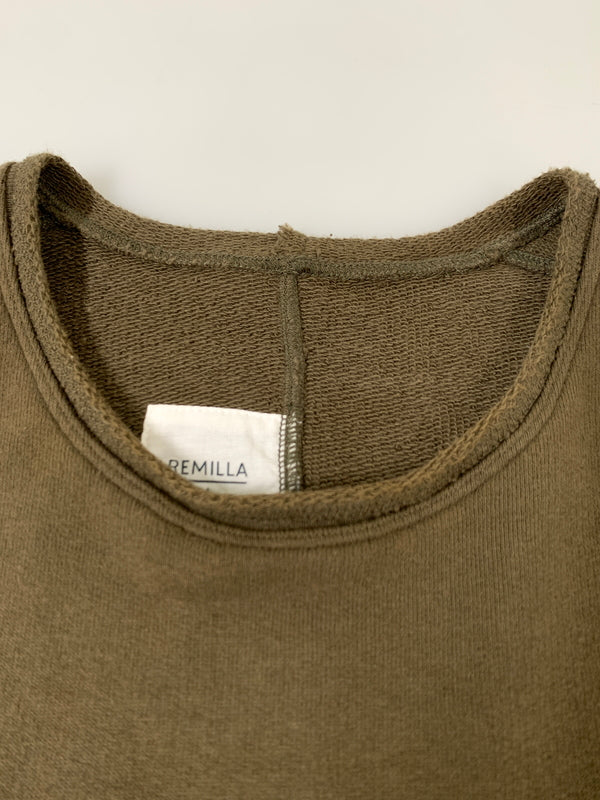 【中古品】【メンズ】 REMILLA レミーラ スモックベスト メンズ スウェット ベスト 重ね着 140-260518-em-34-min サイズ：L カラー：カーキ 万代Net店