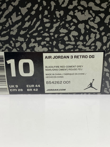 【現状渡し品】【メンズ】 NIKE ナイキ 854262-001 AIR JORDAN 3 RETRO OG 靴 シューズ スニーカー 160-260517-AS-12-min サイズ：28cm カラー：BLACK/FIRE RED-CEMENT GREY 万代Net店