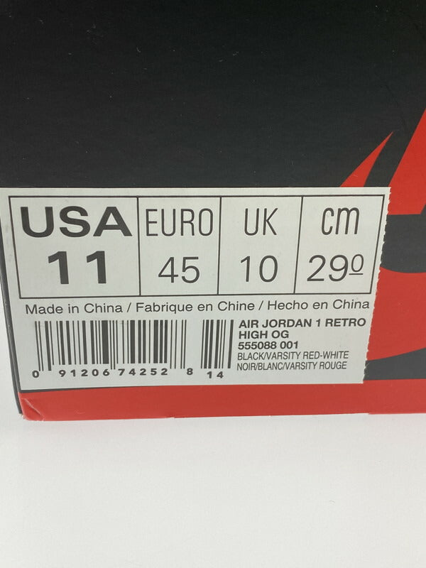 【中古品】【メンズ】 NIKE ナイキ AIR JORDAN 1 RETRO HIGH OG BANNED 555088-001 エアジョーダン 1 レトロ ハイ オリジナル スニーカー 靴 160-260607-SH-23-hon サイズ：29cm US11 カラー：BLACK/VARSITY RED-WHITE 万代Net店