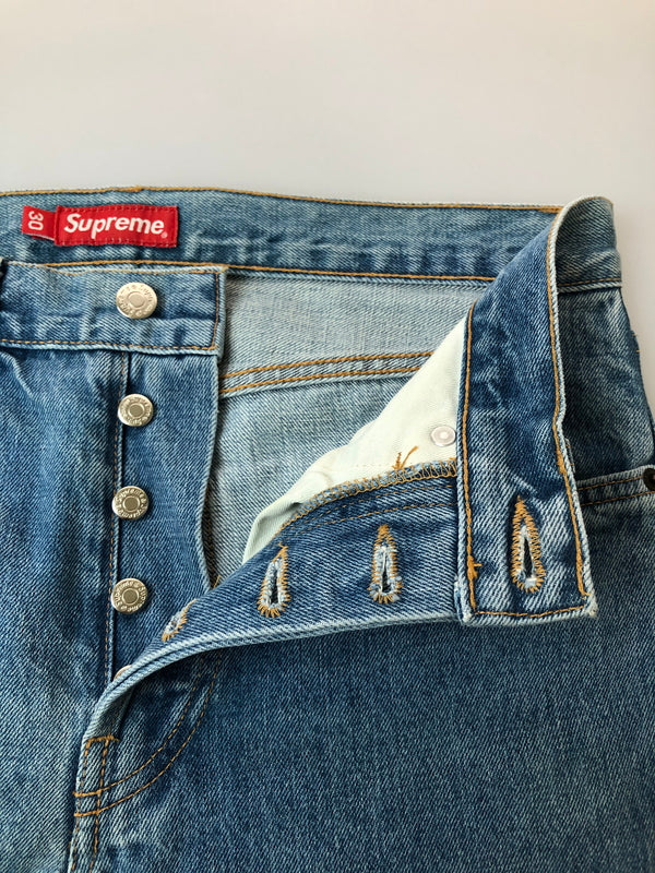 【中古品】【メンズ】 SUPREME シュプリーム SELVEDGE DENIM PANTS セルビッチ デニムパンツ ボトムス 149-260519-yn-38-min サイズ：30 カラー：ライトインディゴ 万代Net店