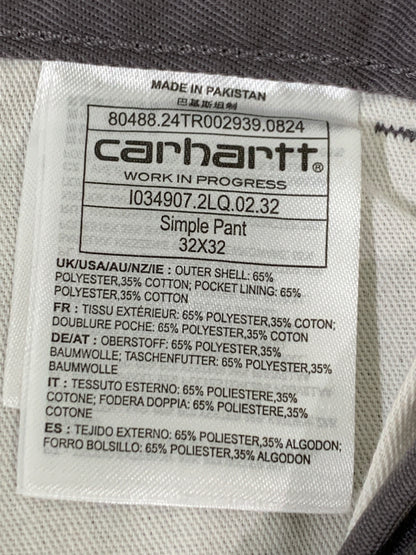 【中古美品】【メンズ】 CARHARTT WIP カーハート ワークインプログレス SIMPLE PANTS I034907-25S シンプルパンツ ワークパンツ 153-260615-kt-27-min サイズ：32×32 カラー：グレー系 万代Net店