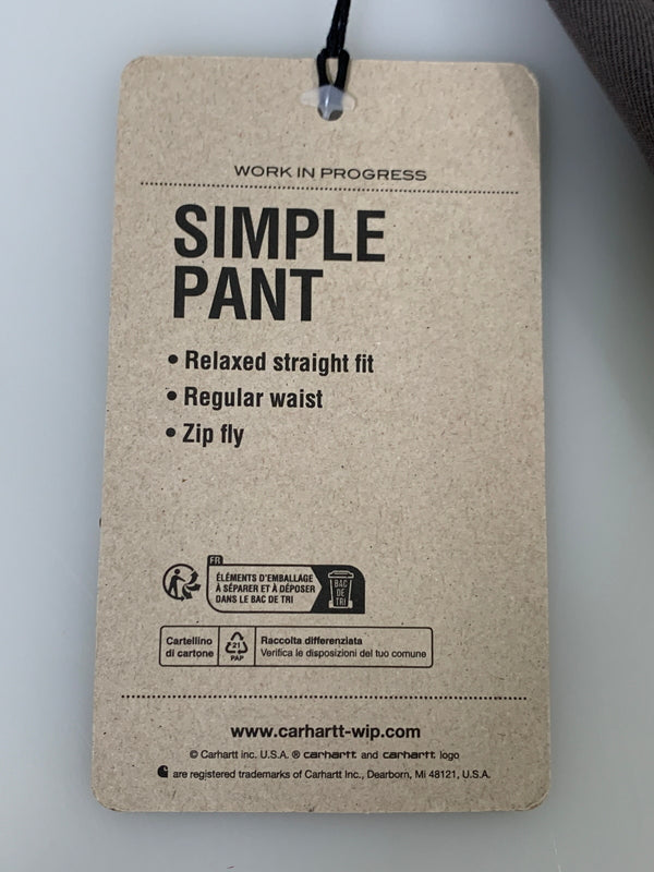 【中古美品】【メンズ】 CARHARTT WIP カーハート ワークインプログレス SIMPLE PANTS I034907-25S シンプルパンツ ワークパンツ 153-260615-kt-27-min サイズ：32×32 カラー：グレー系 万代Net店