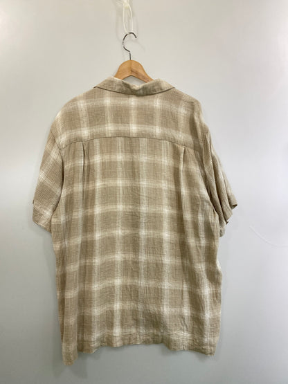 【中古品】【メンズ】 HAGGAR ハガー LINEN RAYON S S SHIRT リネン レーヨン 半袖シャツ トップス 146-260626-jt-01-min サイズ：XL カラー：ベージュ系 万代Net店