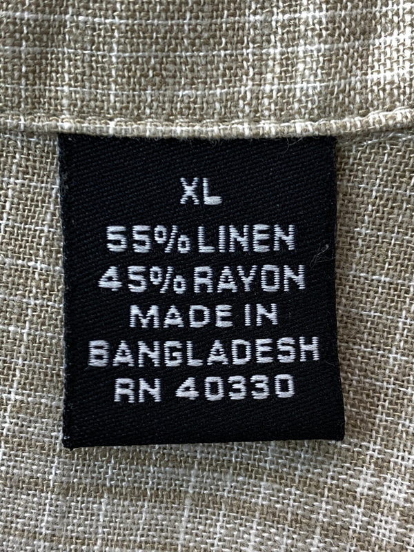【中古品】【メンズ】 HAGGAR ハガー LINEN RAYON S S SHIRT リネン レーヨン 半袖シャツ トップス 146-260626-jt-01-min サイズ：XL カラー：ベージュ系 万代Net店