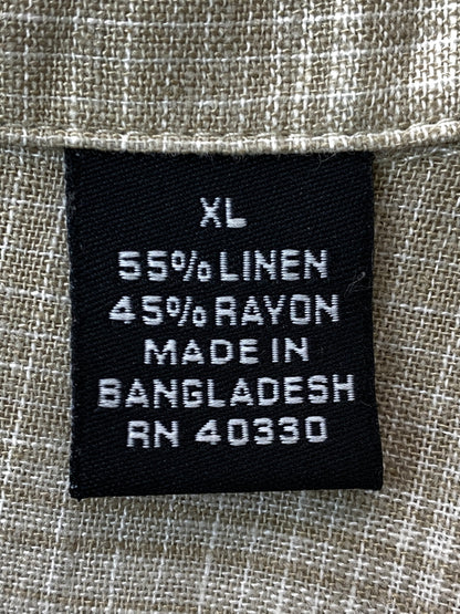 【中古品】【メンズ】 HAGGAR ハガー LINEN RAYON S S SHIRT リネン レーヨン 半袖シャツ トップス 146-260626-jt-01-min サイズ：XL カラー：ベージュ系 万代Net店