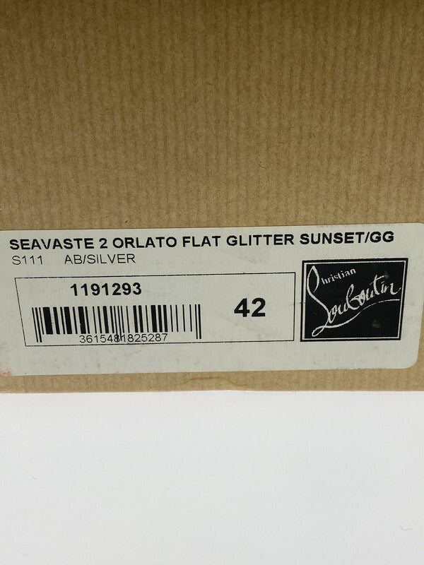 【中古品】【メンズ】 CHRISTIAN LOUBOUTIN クリスチャンルブタン SEAVASTE 2 ORLATO FLAT GLITTER SUNSET 1191293 シーバスト2 フラット グリッター サンセット スニーカー 183-260515-yn-02-min サイズ：42 カラー：シルバー/グレー 万代Net店