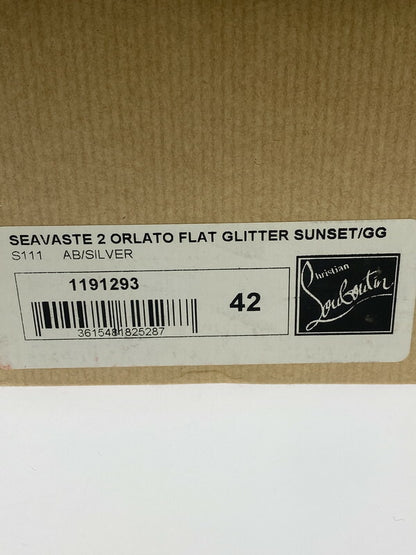 【中古品】【メンズ】 CHRISTIAN LOUBOUTIN クリスチャンルブタン SEAVASTE 2 ORLATO FLAT GLITTER SUNSET 1191293 シーバスト2 フラット グリッター サンセット スニーカー 183-260515-yn-02-min サイズ：42 カラー：シルバー/グレー 万代Net店