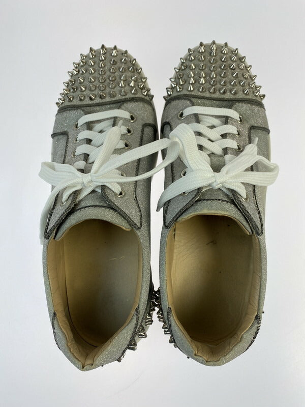【中古品】【メンズ】 CHRISTIAN LOUBOUTIN クリスチャンルブタン SEAVASTE 2 ORLATO FLAT GLITTER SUNSET 1191293 シーバスト2 フラット グリッター サンセット スニーカー 183-260515-yn-02-min サイズ：42 カラー：シルバー/グレー 万代Net店