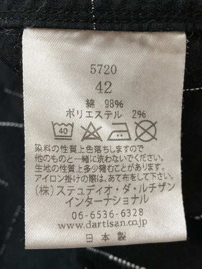 【中古品】【メンズ】 STUDIO D'ARTISAN ステュディオ・ダ・ルチザン 京黒紋付染絣半袖シャツ 5720 きょうくろもんつきぞめ かすり メンズ トップス 145-260521-em-26-min サイズ：42 カラー：ブラック 万代Net店