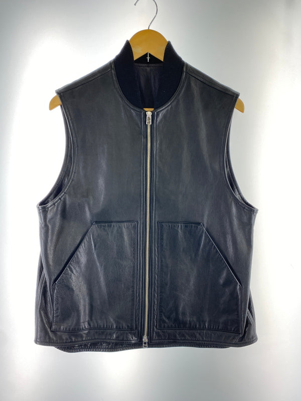 【中古品】【メンズ】 URU ウル ZIP-UP COW LEATHER VEST 21SCL01GD ジップアップ カウレザー ベスト トップス 140-260527-yn-24-min サイズ：F カラー：ブラック 万代Net店