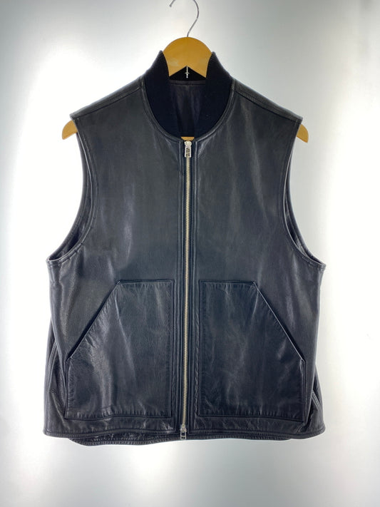 【中古品】【メンズ】 URU ウル ZIP-UP COW LEATHER VEST 21SCL01GD ジップアップ カウレザー ベスト トップス 140-260527-yn-24-min サイズ：F カラー：ブラック 万代Net店