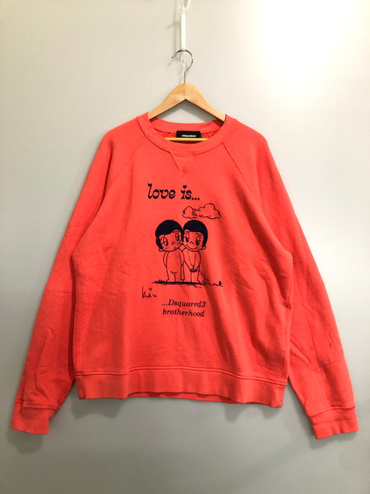 【中古品】【メンズ】 DSQUARED2 ディースクエアード × LOVE IS S71GU0405 SWEATSHIRT スウェット トレーナー 141-260520-AS-7-min サイズ：M カラー：コーラルピンク 万代Net店