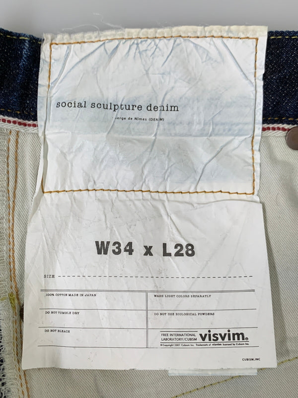 【中古品】【メンズ】 VISVIM ビズビム 20AW SOCIAL SCULPTURE 16 RAW DENIM PANTS 0120205005023 ソーシャル スカルプチャー シックスティーン ロウ デニムパンツ 153-260530-KS-37-min サイズ：W34 L28 カラー：インディゴブルー 万代Net店
