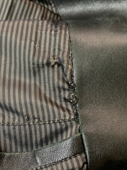 【現状渡し品】【メンズ】 SALVATORE FERRAGAMO サルヴァトーレフェラガモ イタリア製 REAL LEATHER COAT リアル レザー コート アウター 141-260526-jt-21-min サイズ：60 カラー：ブラック 万代Net店