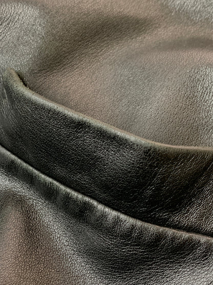 【現状渡し品】【メンズ】 SALVATORE FERRAGAMO サルヴァトーレフェラガモ イタリア製 REAL LEATHER COAT リアル レザー コート アウター 141-260526-jt-21-min サイズ：60 カラー：ブラック 万代Net店